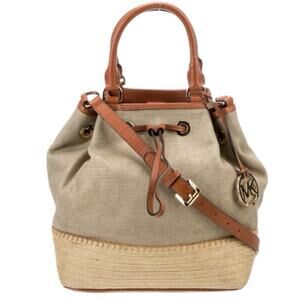 MICHAEL KORS Burlap Canvas Espadrille MARINA Large Drawstring Bucket
